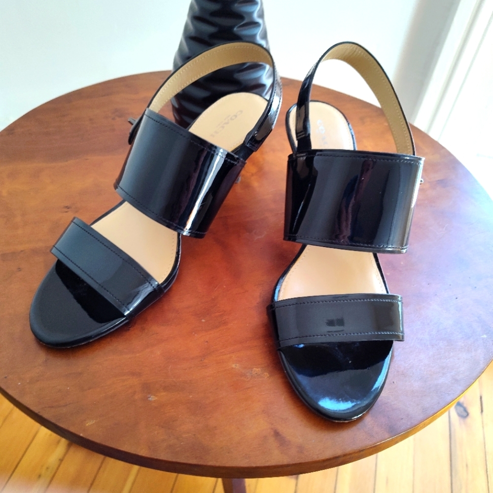 Coach Marla black patent heeled sandal